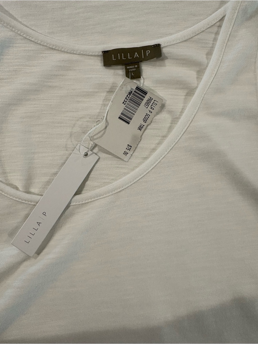 NWT Lilla P Large White Scoop Neck Tank Top - Picture 9 of 10